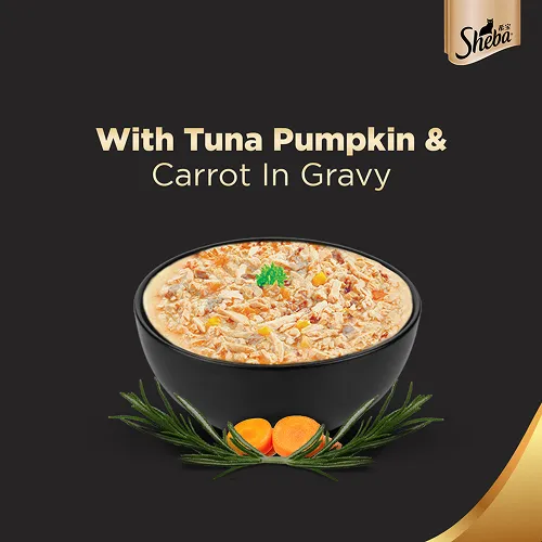 Sheba Maguro & Bream Fish and Tuna Pumpkin & Carrot In Gravy Rich Premium Cat Wet Food Combo