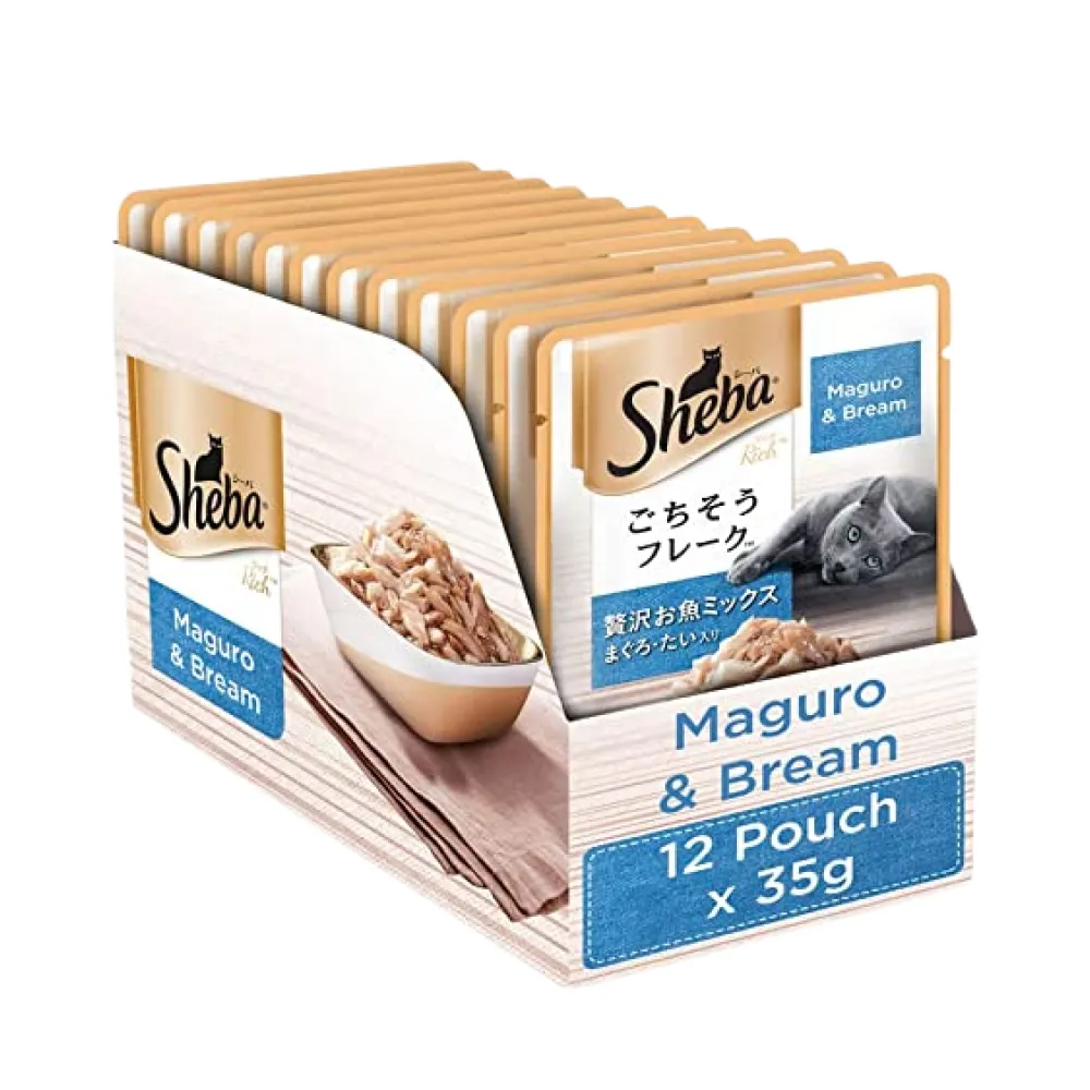 Sheba Maguro & Bream Fish Mix and Fish with Sasami Premium Cat Wet Food Combo