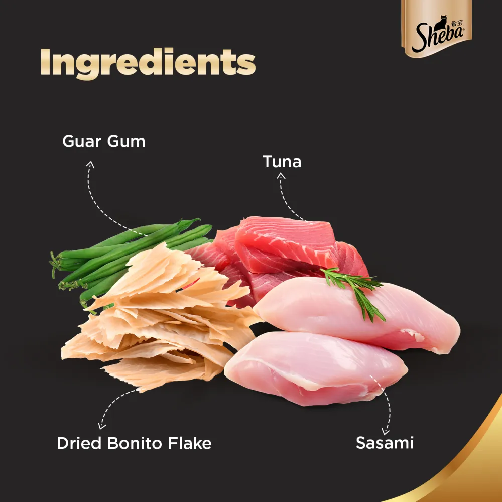 Sheba Skipjack & Salmon Fish, Maguro & Bream and Fish with Sasami Flake Premium Cat Wet Food Combo