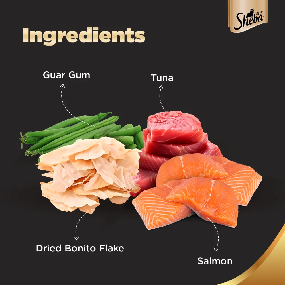 Sheba Skipjack & Salmon Fish, Maguro & Bream and Fish with Sasami Flake Premium Cat Wet Food Combo