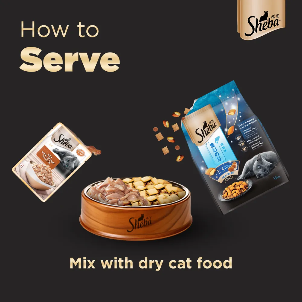 Sheba Skipjack & Salmon Fish, Maguro & Bream and Fish with Sasami Flake Premium Cat Wet Food Combo