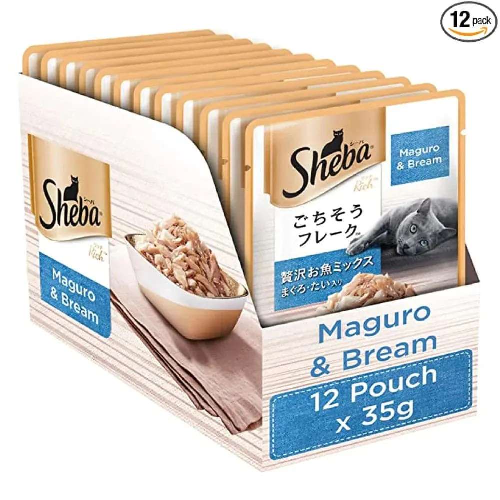 Sheba Skipjack Salmon Fish and Maguro Bream Fish Premium Cat Wet Food Combo