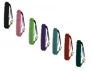 SHOWMAN 14' LEATHER END NYLON PRO BRAID TRAINING LEAD WITH BRASS SNAP