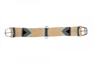 Showman Cotten Blend Tan straight string girth with SS Roller Buckle with Southwest Design.