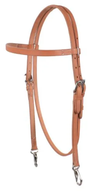 Showman  oiled harness leather browband headstall with texas ties.