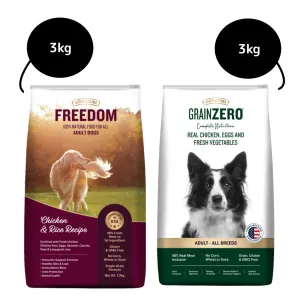Signature Freedom Chicken and Rice and Grain Zero Real Chicken, Egg and Vegetables Adult Dog Dry Food Combo