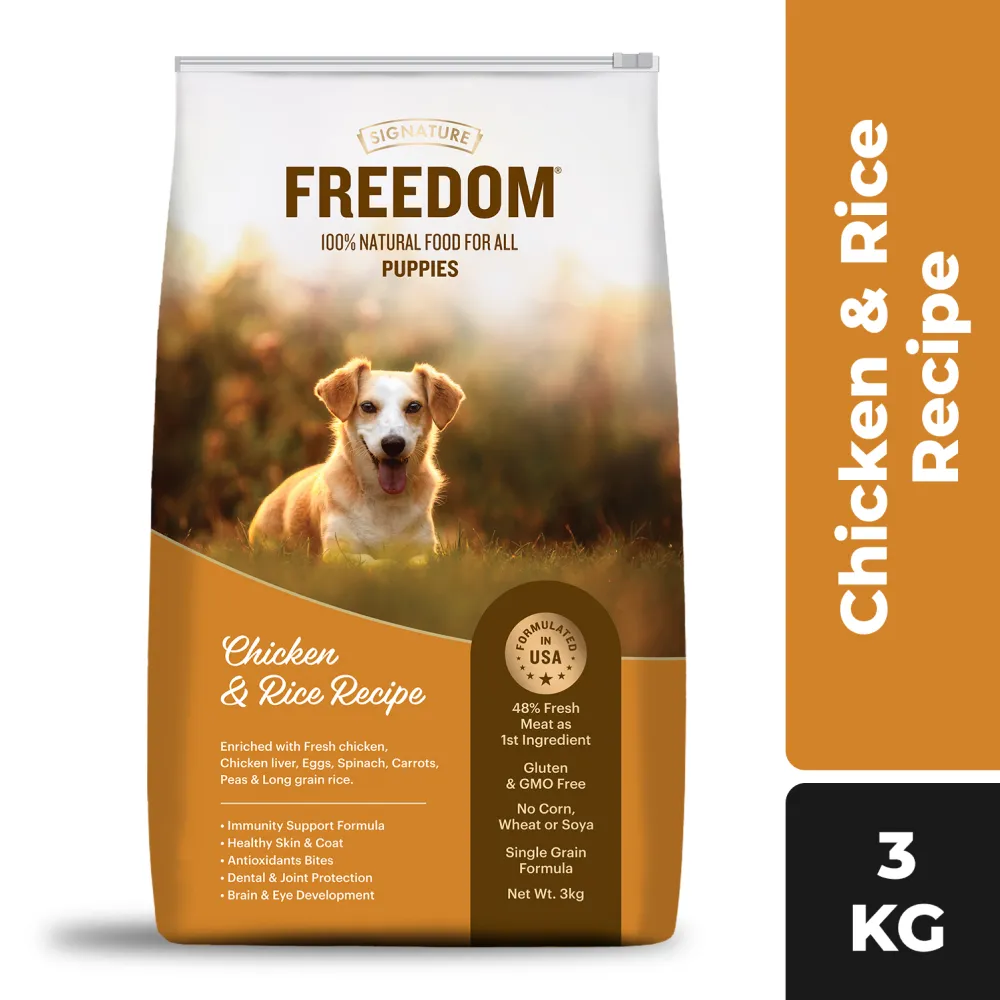 Signature Freedom Chicken and Rice Recipe and Grain Zero Real Chicken, Egg and Vegetables Puppy Dog Dry Food Combo