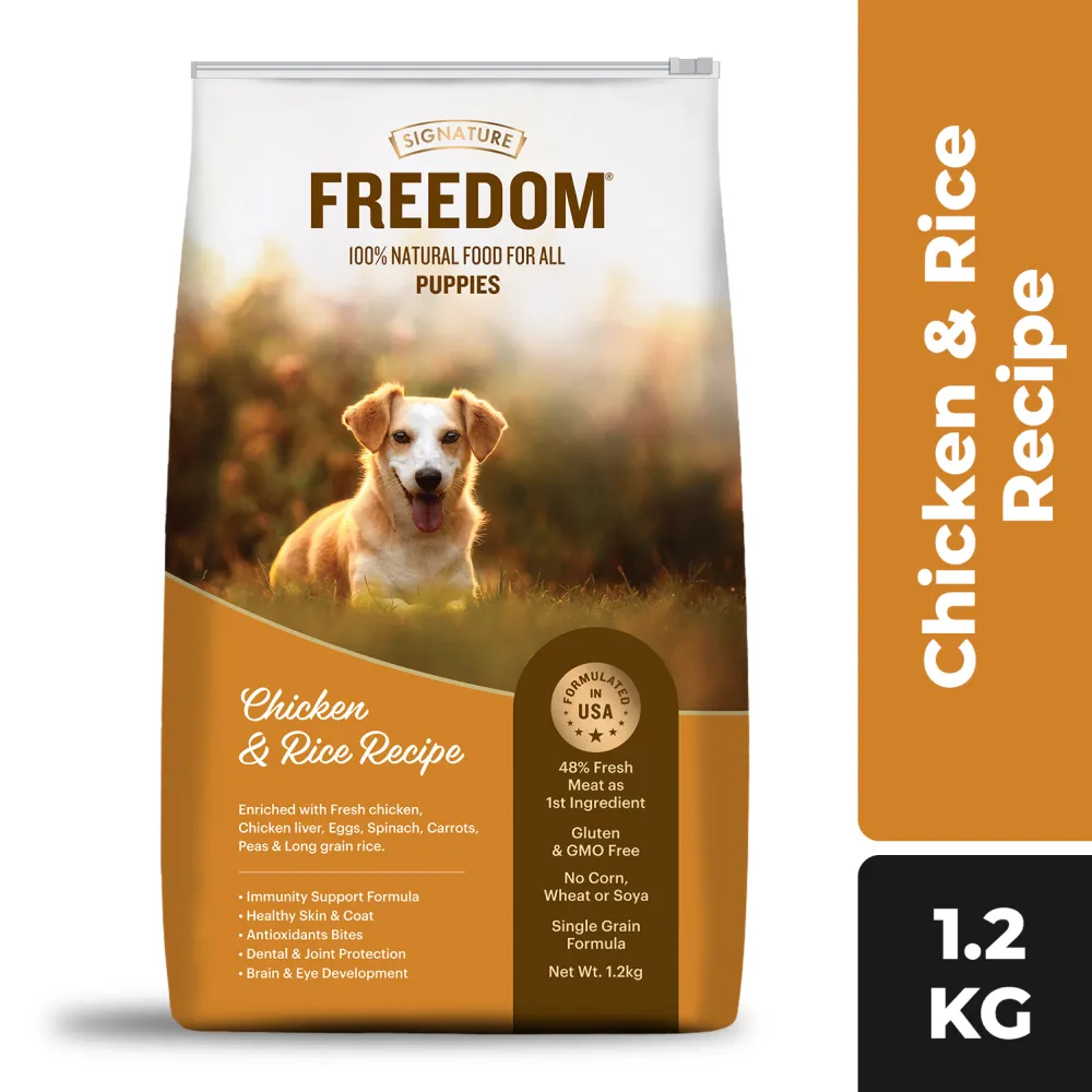 Signature Freedom Chicken and Rice Recipe and Grain Zero Real Chicken, Egg and Vegetables Puppy Dog Dry Food Combo