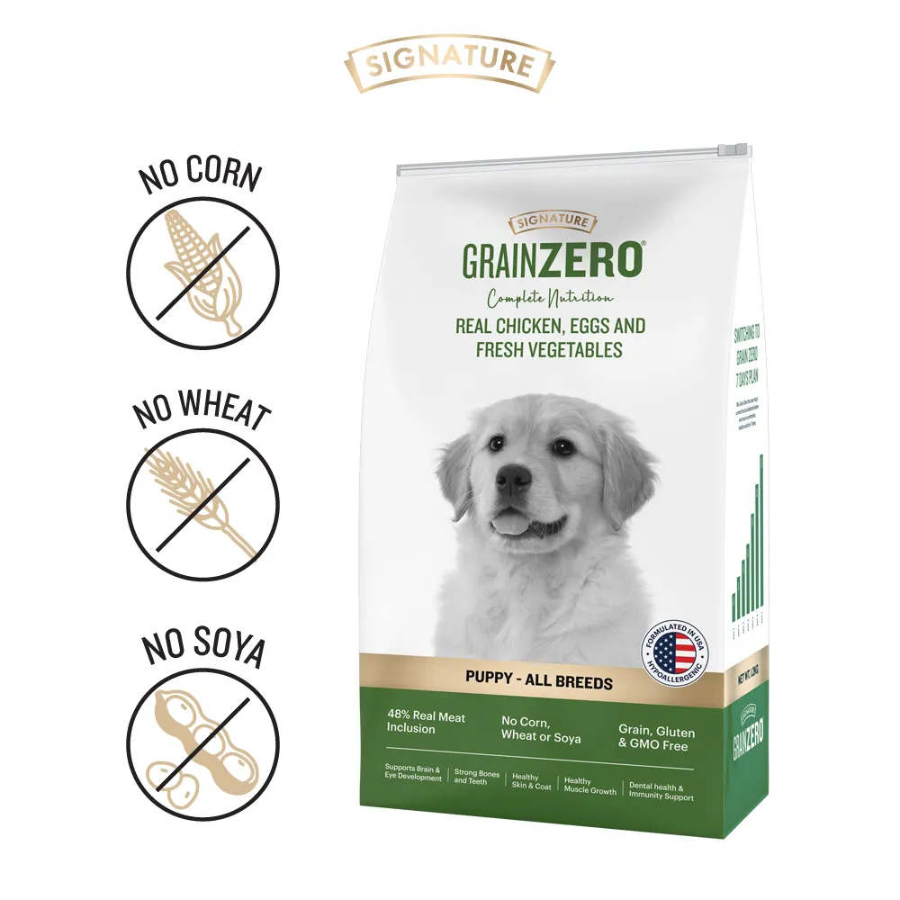Signature Freedom Chicken and Rice Recipe and Grain Zero Real Chicken, Egg and Vegetables Puppy Dog Dry Food Combo