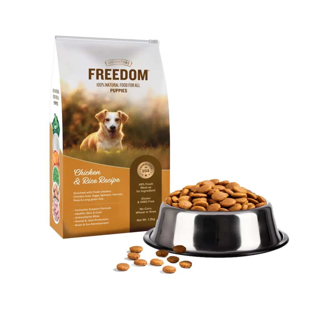 Signature Freedom Chicken and Rice Recipe and Grain Zero Real Chicken, Egg and Vegetables Puppy Dog Dry Food Combo