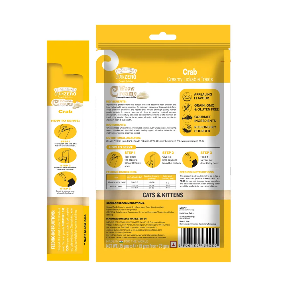 Signature Grain Zero Crab and Tuna and Ocean Fish Lickable Creamy Cat Treats Combo