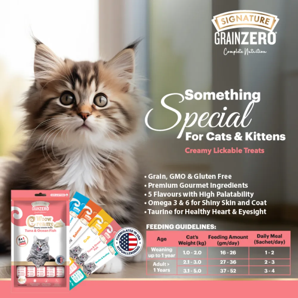 Signature Grain Zero Crab and Tuna and Ocean Fish Lickable Creamy Cat Treats Combo