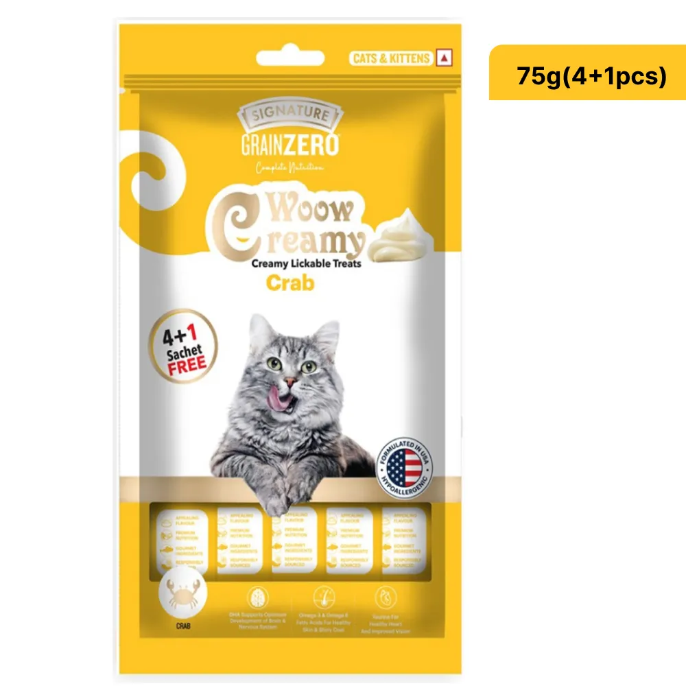 Signature Grain Zero Crab, Salmon and Tuna and Ocean Fish Lickable Creamy Cat Treats Combo