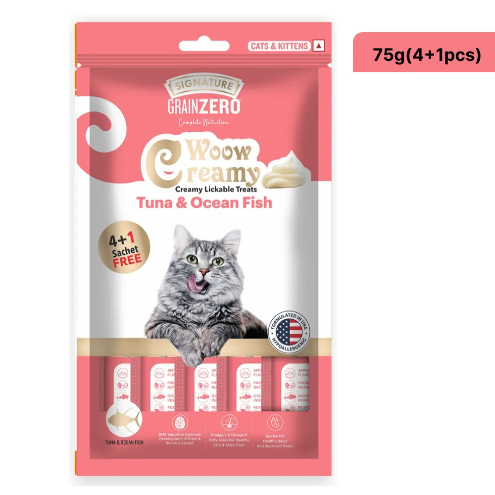 Signature Grain Zero Crab, Salmon and Tuna and Ocean Fish Lickable Creamy Cat Treats Combo