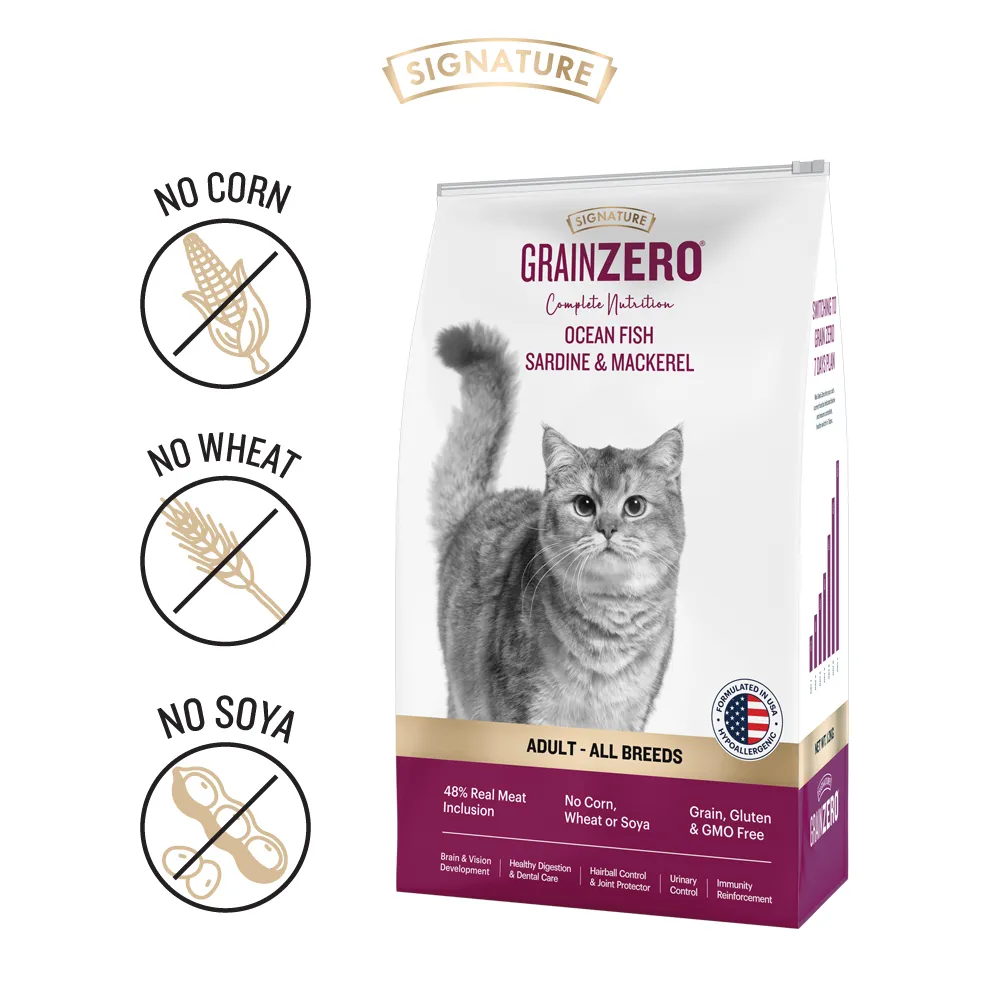 Signature Grain Zero Ocean Fish, Sardine and Mackerel Adult Cat Dry Food