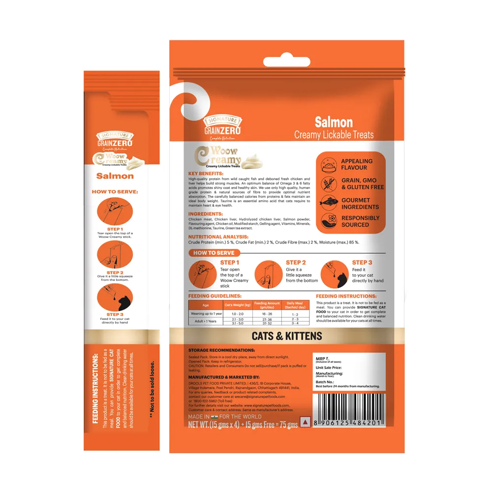 Signature Grain Zero Salmon and Tuna & Ocean Fish Lickable Creamy Cat Treats Combo