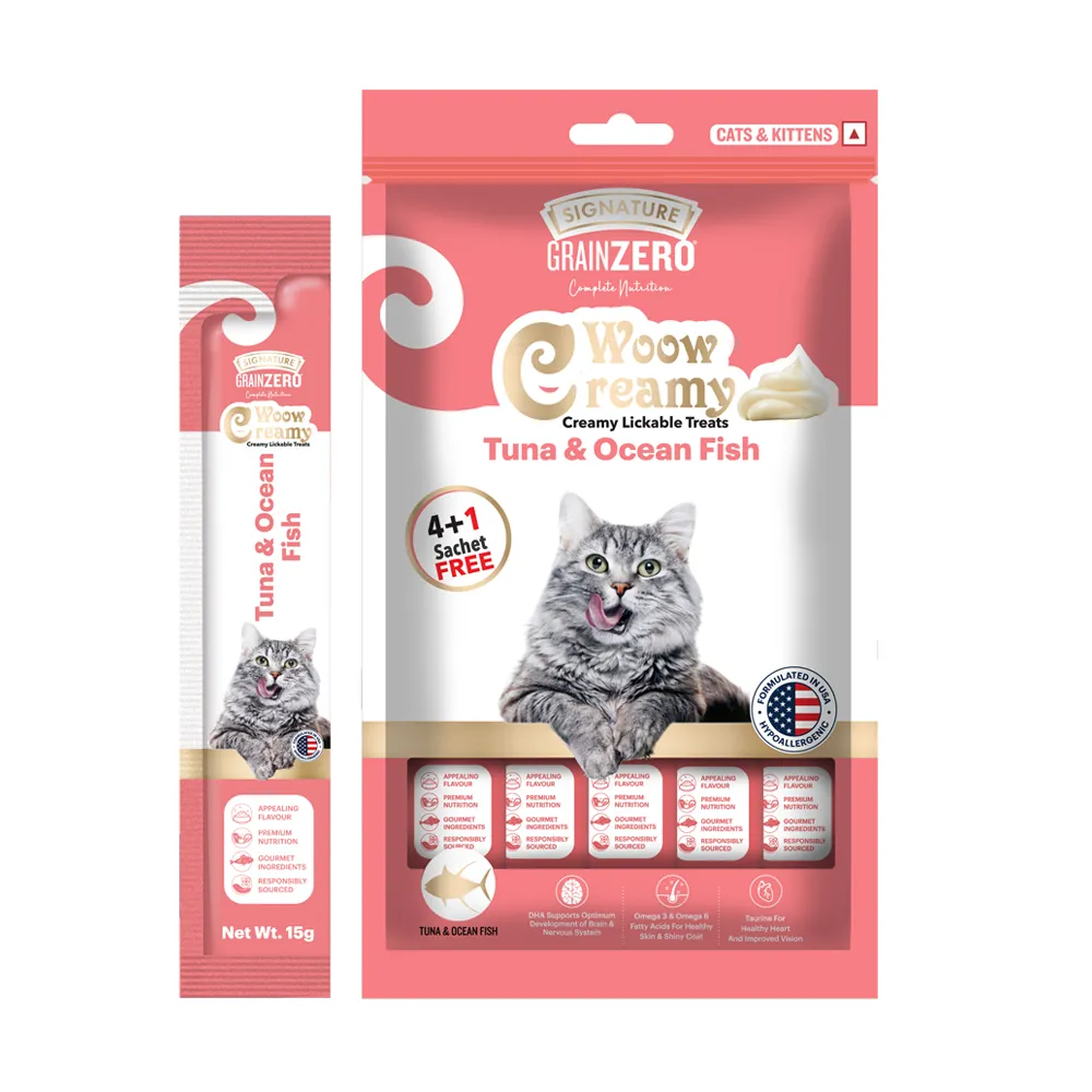 Signature Grain Zero Salmon and Tuna & Ocean Fish Lickable Creamy Cat Treats Combo