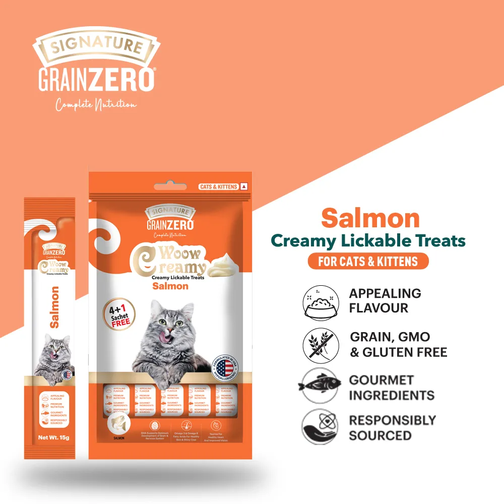 Signature Grain Zero Salmon and Tuna & Ocean Fish Lickable Creamy Cat Treats Combo