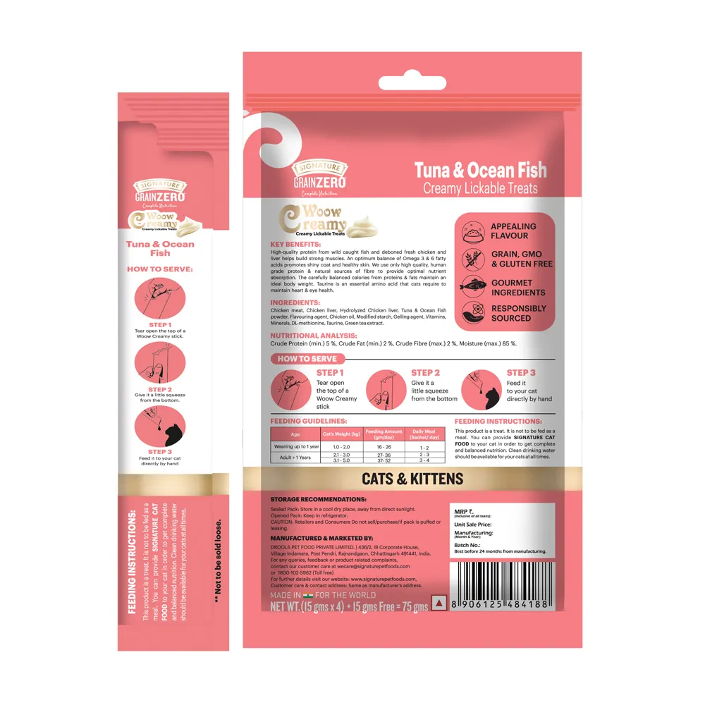 Signature Grain Zero Tuna and Ocean Fish Lickable Creamy Cat Treats
