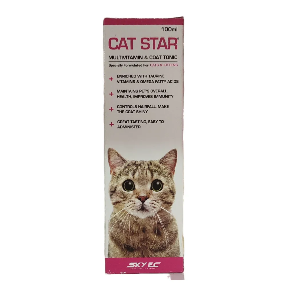 Skyec Cat Star Syrup Multivitamin for Cats (100ml) And Areion Vet Feli D Kitten Deworming Suspension (15ml) Combo