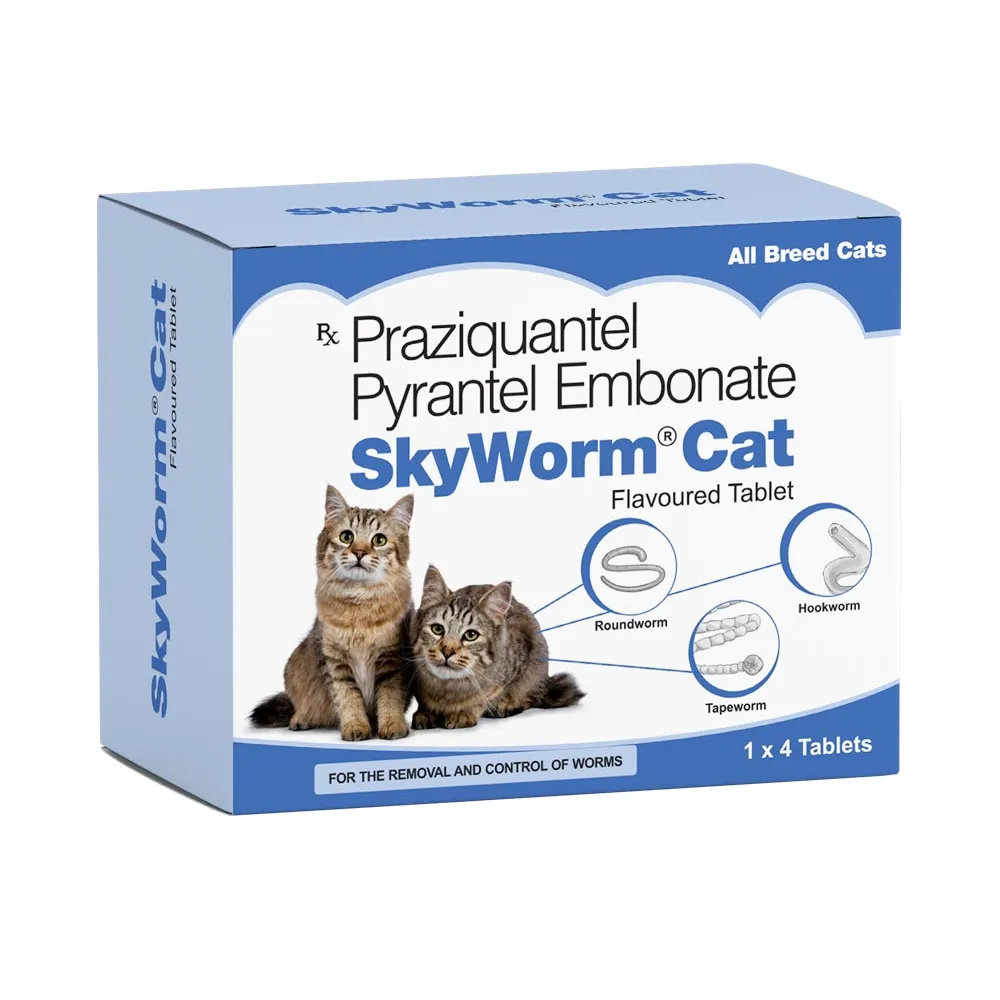 Skyec Skyworm Cat Deworming Tablet (pack of 4 tablets) and Petcare Selamec (Selamectin) Spot On for Cats Combo