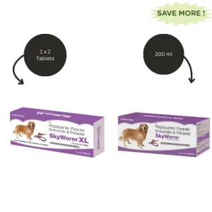 Skyec Skyworm XL Dog Deworming Tablet (Pack of 2) And Skyworm Dog Deworming Tablet (Pack of 10) Combo