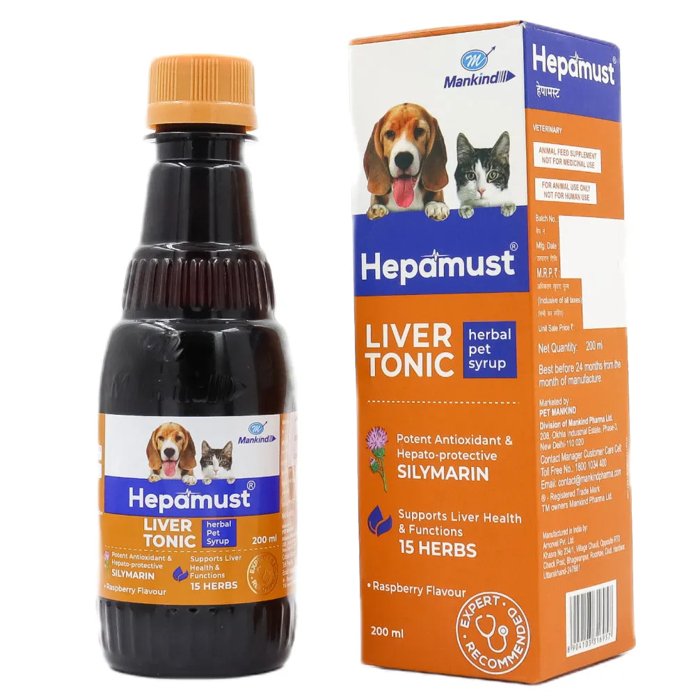 Skyec Star Coat Omega 3   6 Syrup (200ml) and Mankind Hepamust Liver Tonic Appetite Booster (200ml) for Dogs and Cats Combo