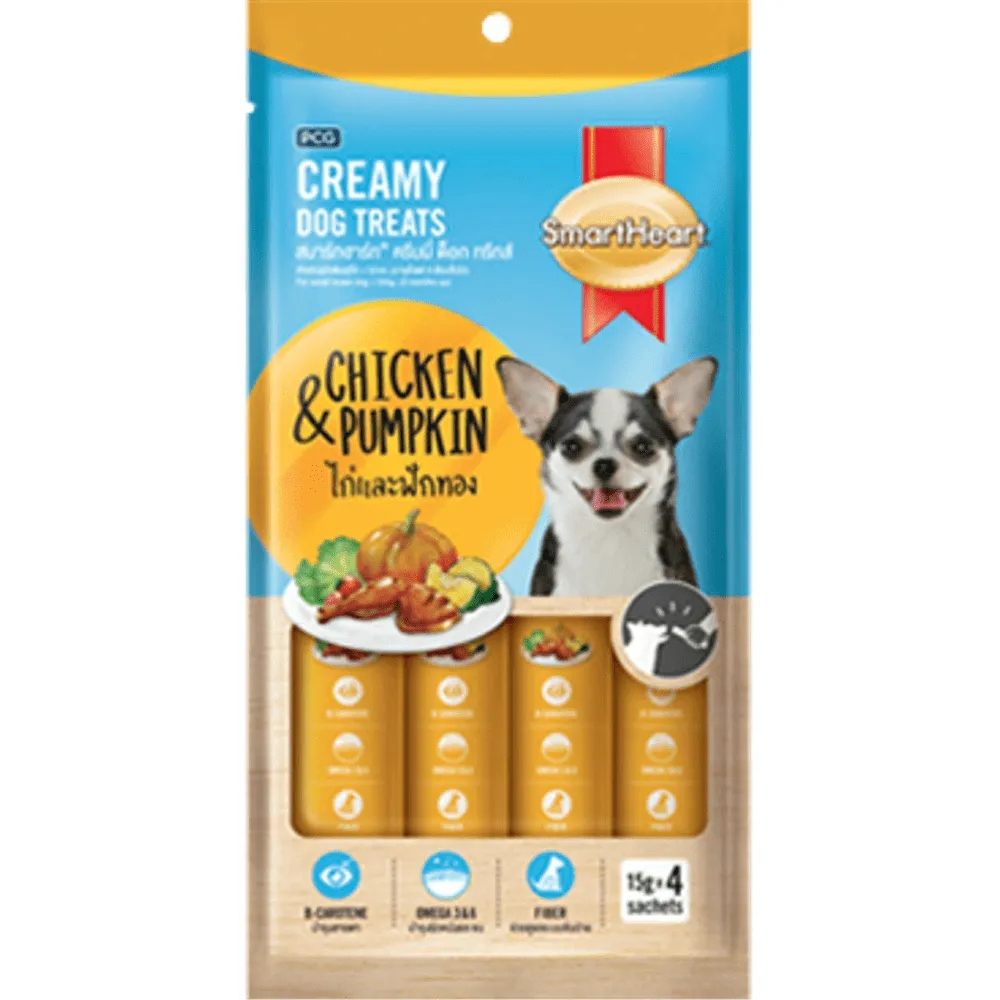SmartHeart Chicken & Pumpkin, Chicken & Spinach and Chicken & Strawberry Dog Creamy Treat Combo