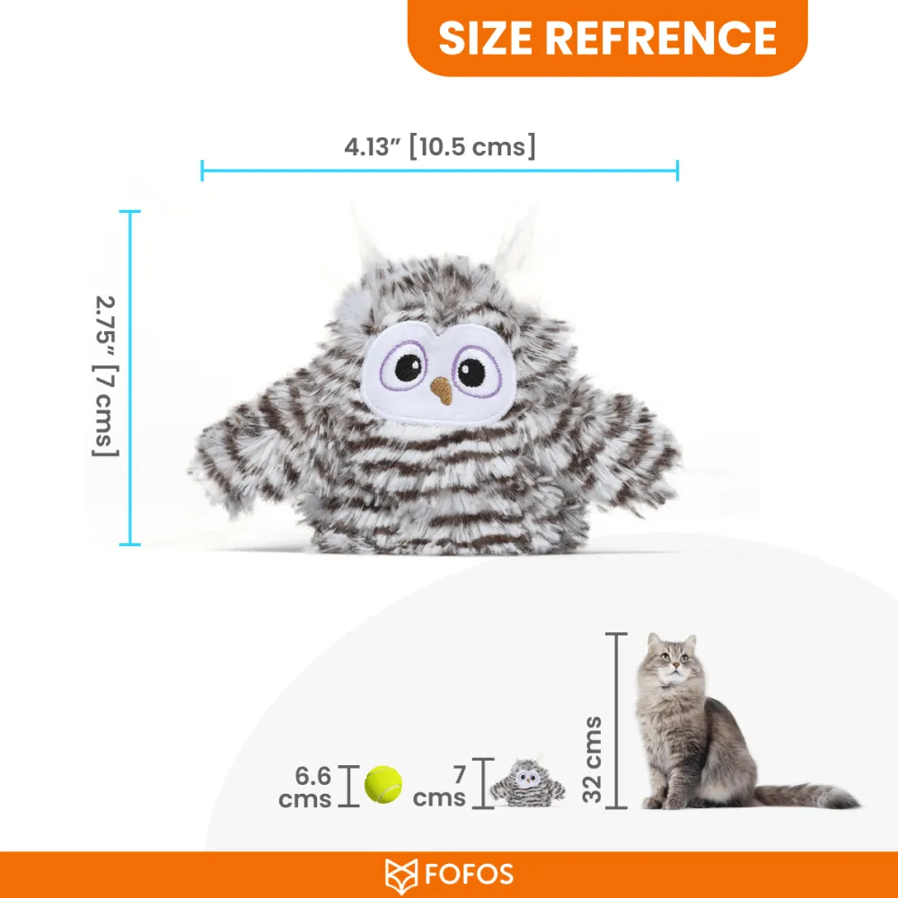 Temptations Creamy Purrrr ee Chicken & Tuna Treats and Fofos Flapping Owl Chirping Interactive Toy for Cats Combo