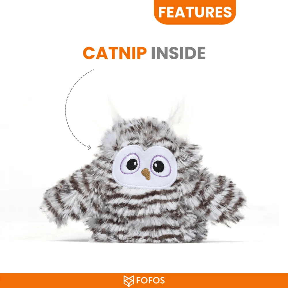 Temptations Creamy Purrrr ee Chicken & Tuna Treats and Fofos Flapping Owl Chirping Interactive Toy for Cats Combo