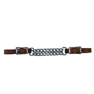 TOUGH1 NYLON CURB STRAP WITH DOUBLE CHAIN-BROWN