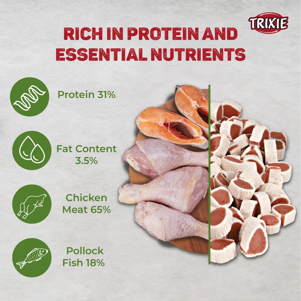 Trixie Premio Trainer Snack Mini Fish Nuggets and Fish and Chicken Rolls Cat Treats Combo