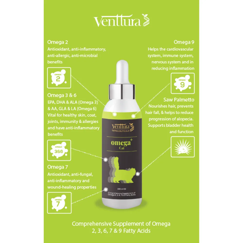Venttura Healthy Skin & Glowing Coat Omega Fatty Acid Supplement for Cats