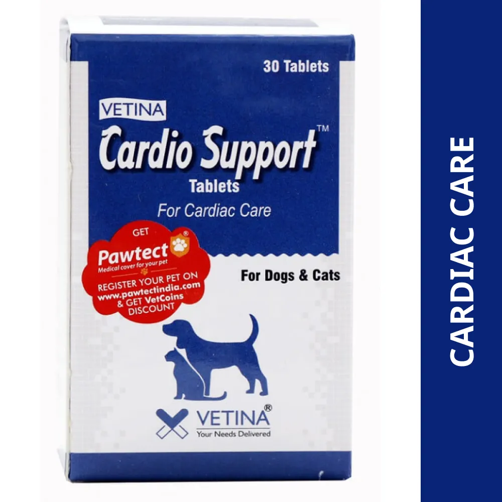 Vetina Cardio Support Tablet for Dogs and Cats (pack of 30 tablets)