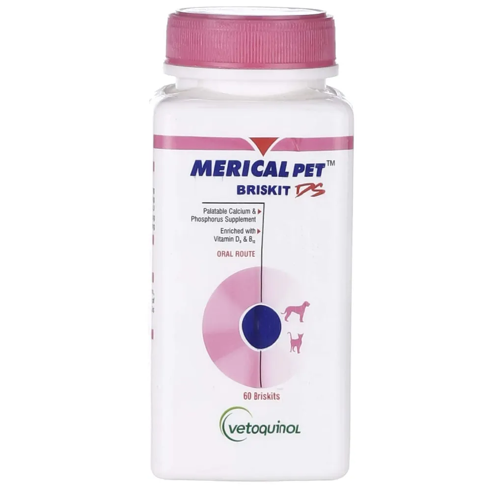 Vetoquinol Merical Pet Briskit DS and Vetoquinol Nutrisam 365 Calcium Supplements for Dogs and Cats Combo