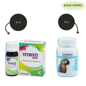 Vetrina Vetrivit Avian Multivitamin Supplements (30ml) and Vetrina Setgut Exotic Powder for Birds (50g) Combo