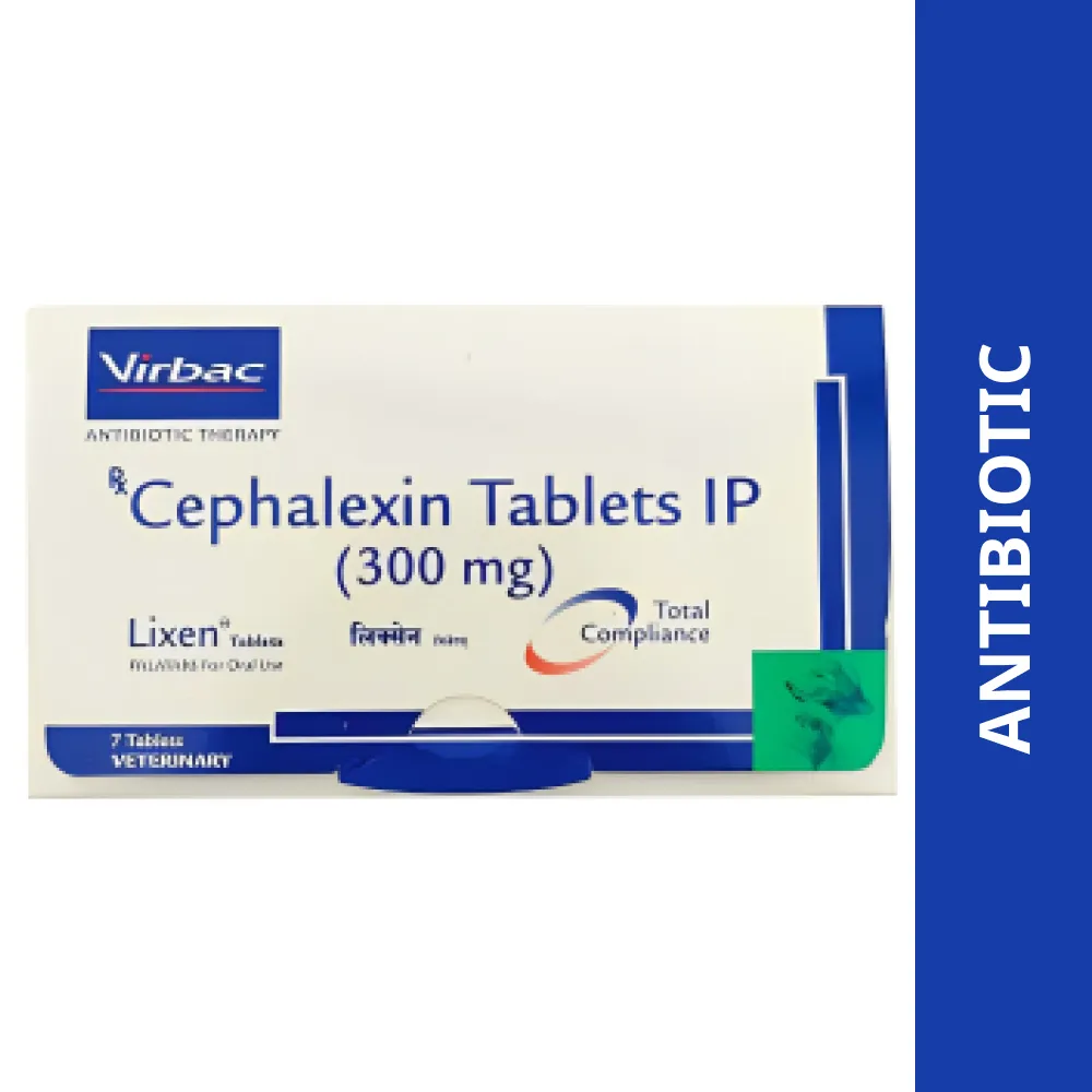 Virbac Lixen Palatab (Cephalexin) 300mg for Dogs (7 tablets) and Intas Neomec (Ivermectin) 10mg Tablets for Dogs Combo