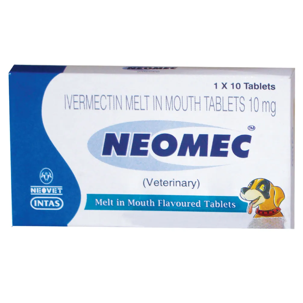 Virbac Lixen Palatab (Cephalexin) 300mg for Dogs (7 tablets) and Intas Neomec (Ivermectin) 10mg Tablets for Dogs Combo