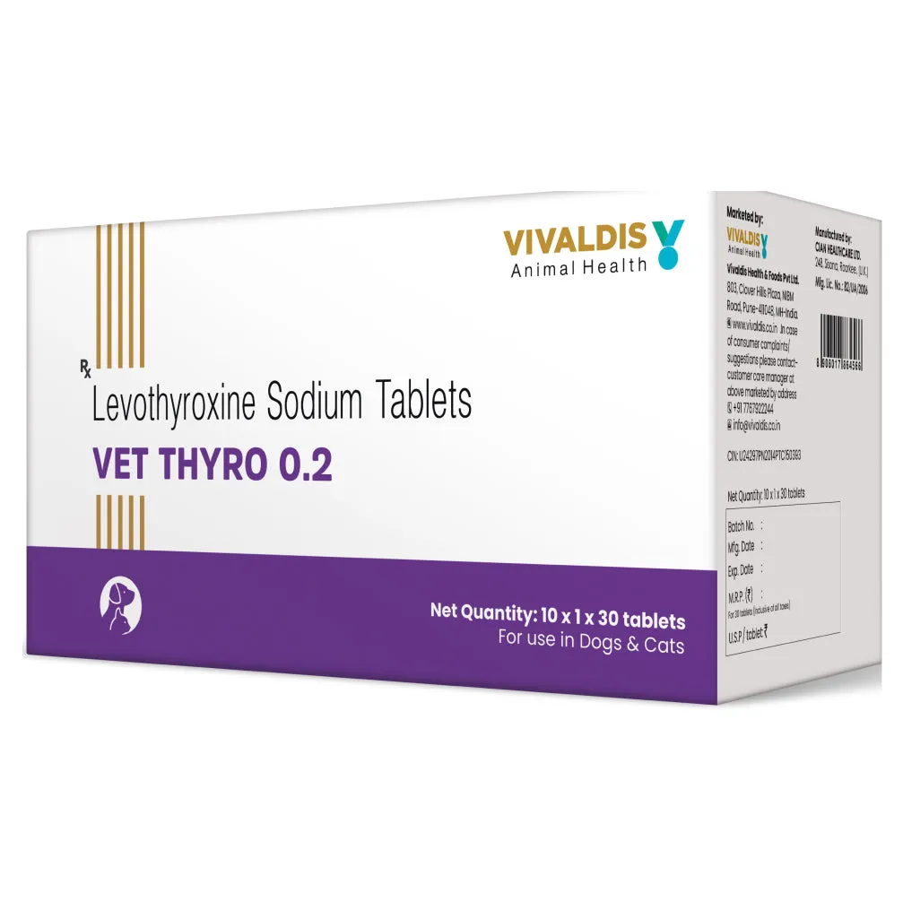 Vivaldis Vet Thyro 0.2 (Levothyroxine sodium) Tablets for Dogs and Cats