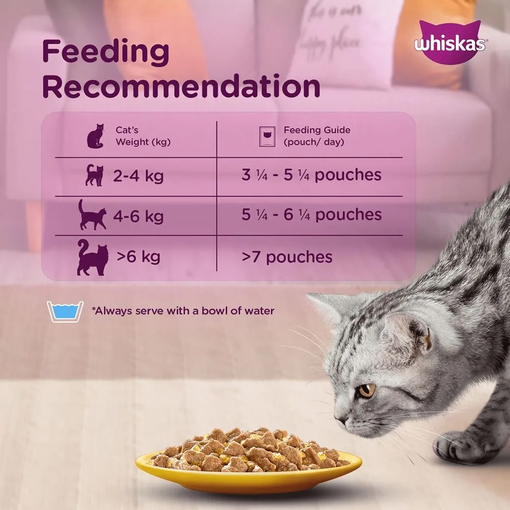 Whiskas Salmon in Gravy Meal and Chicken With Salmon Wakame Seaweed in Gravy Tasty Mix Adult Cat Wet Food Combo