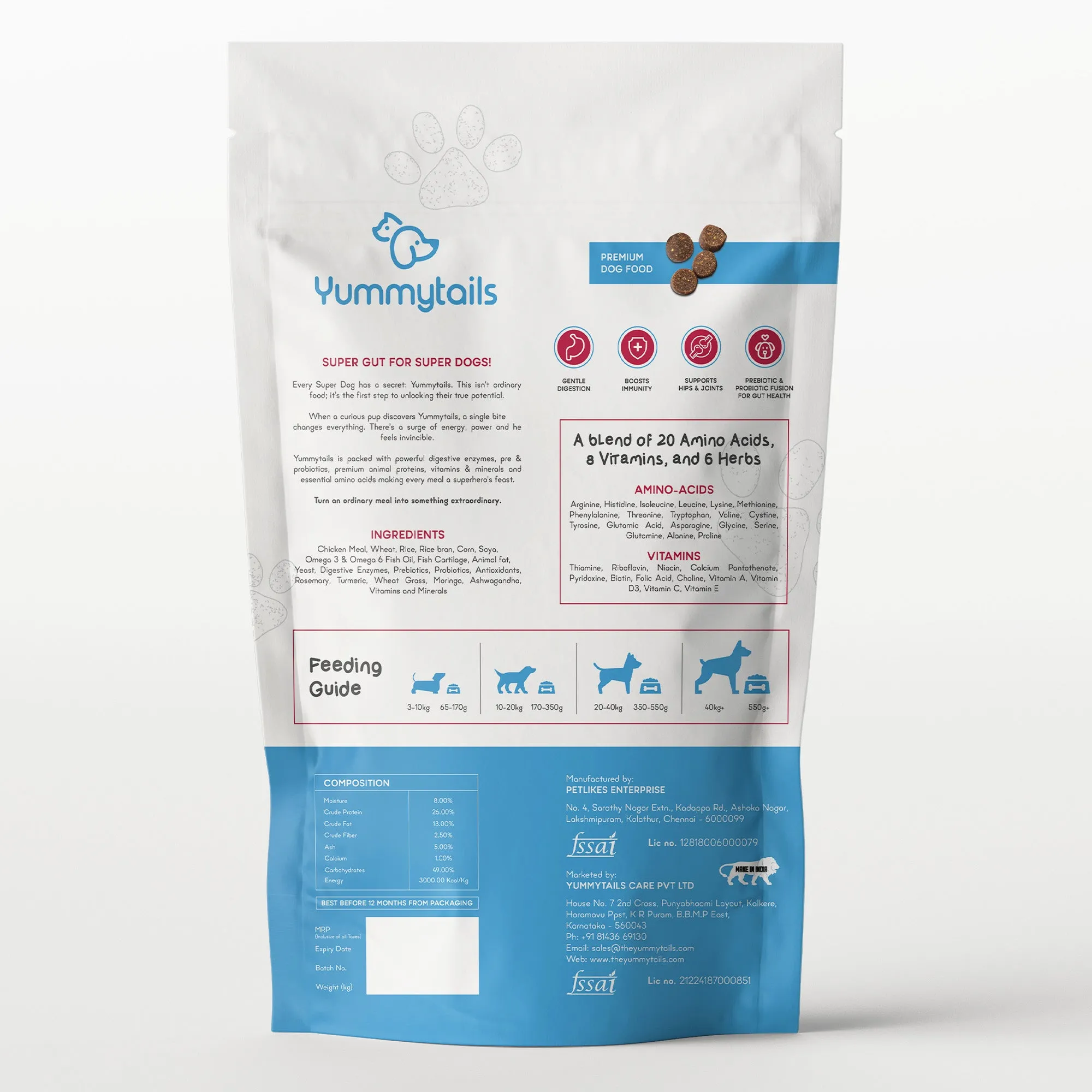 Yummytails Chicken and Fish Premium Adult Medium and Large Dog Dry Food